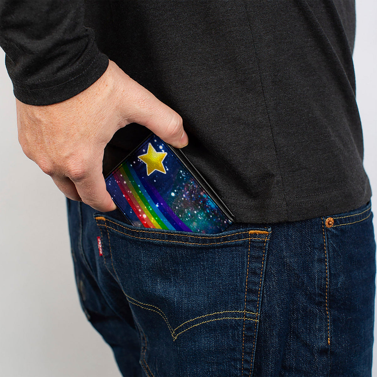Bi-Fold Wallet - Astronaut Cats in Space Rainbows Stars