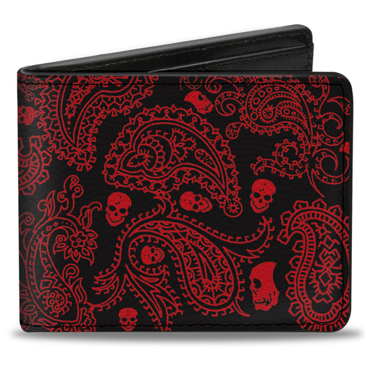 Bi-Fold Wallet - Bandana Skulls Black Red