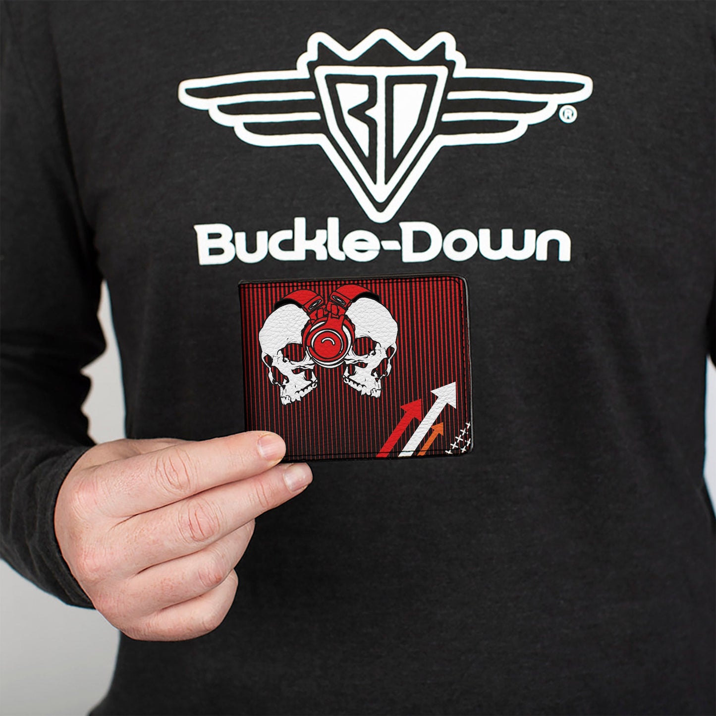 Bi-Fold Wallet - DJ Skulls Up Down Black Red