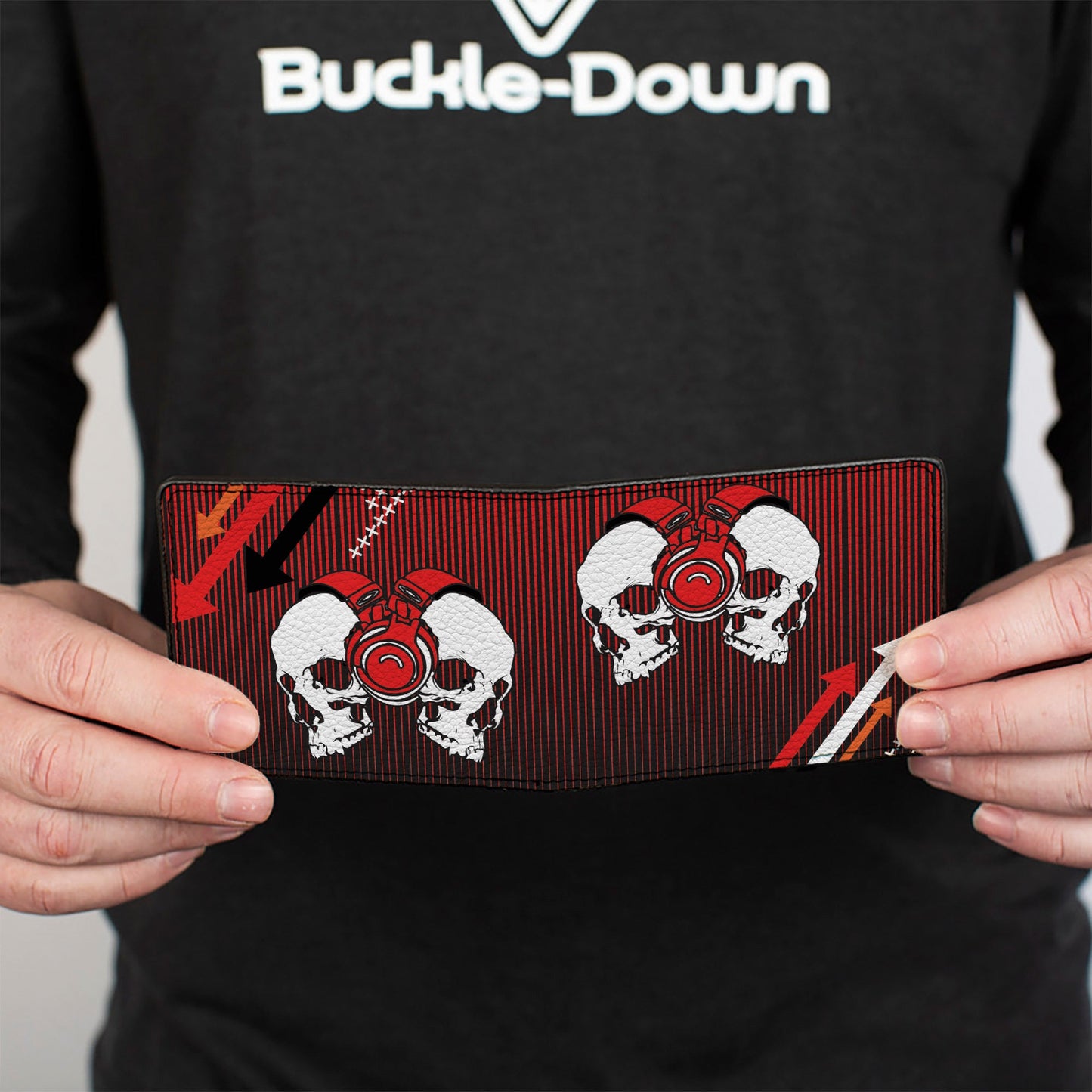 Bi-Fold Wallet - DJ Skulls Up Down Black Red