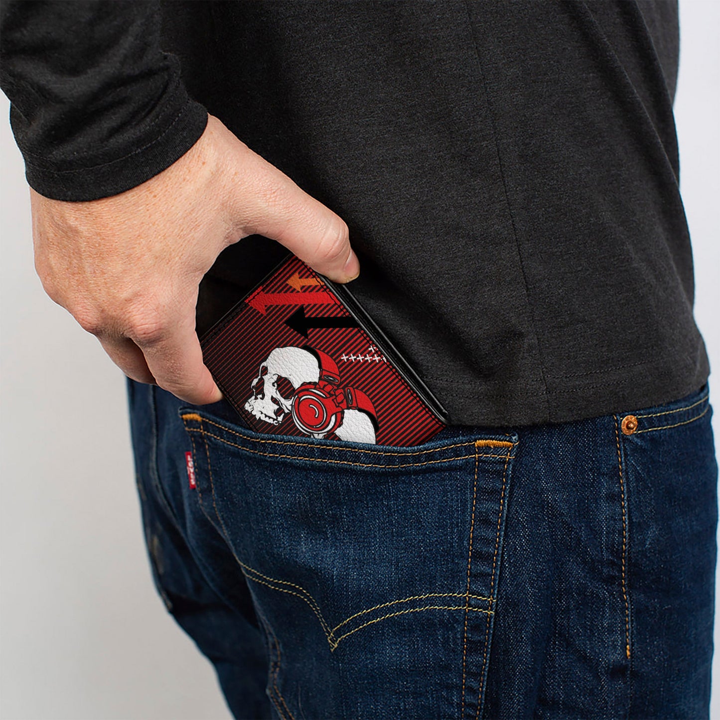Bi-Fold Wallet - DJ Skulls Up Down Black Red