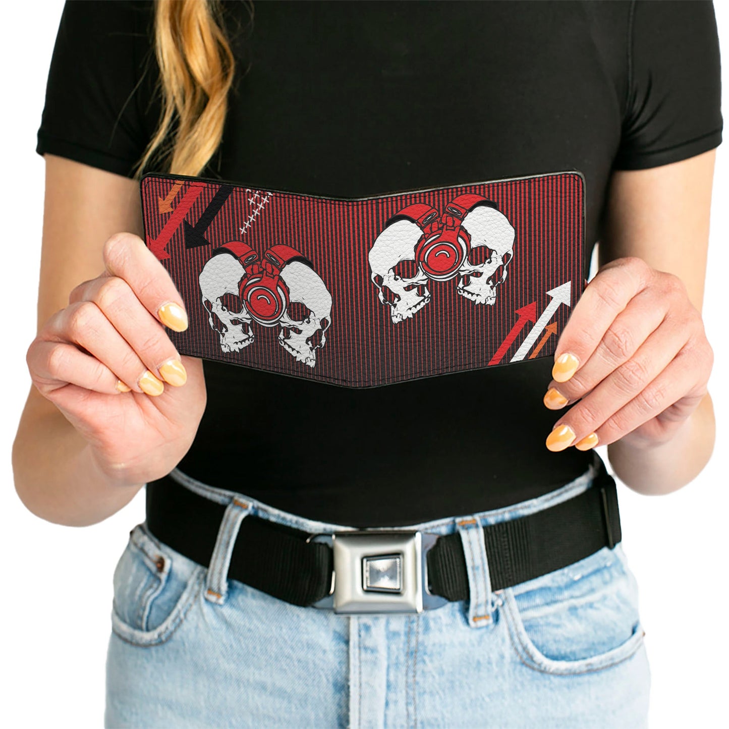 Bi-Fold Wallet - DJ Skulls Up Down Black Red