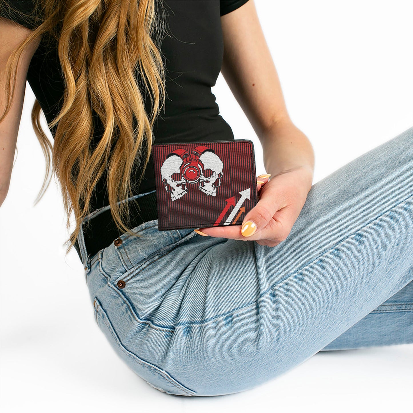Bi-Fold Wallet - DJ Skulls Up Down Black Red