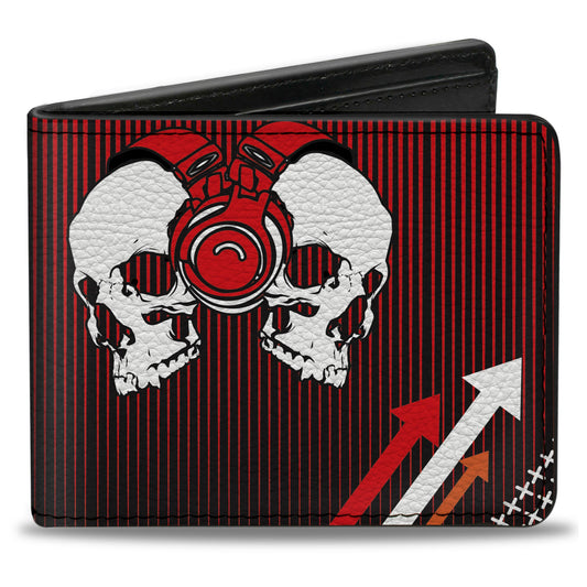 Bi-Fold Wallet - DJ Skulls Up Down Black Red