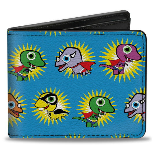 Bi-Fold Wallet - Dinosaur Superhero Baby Blue