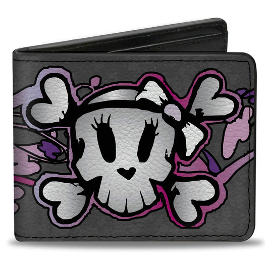 Bi-Fold Wallet - Girlie Skull Gray