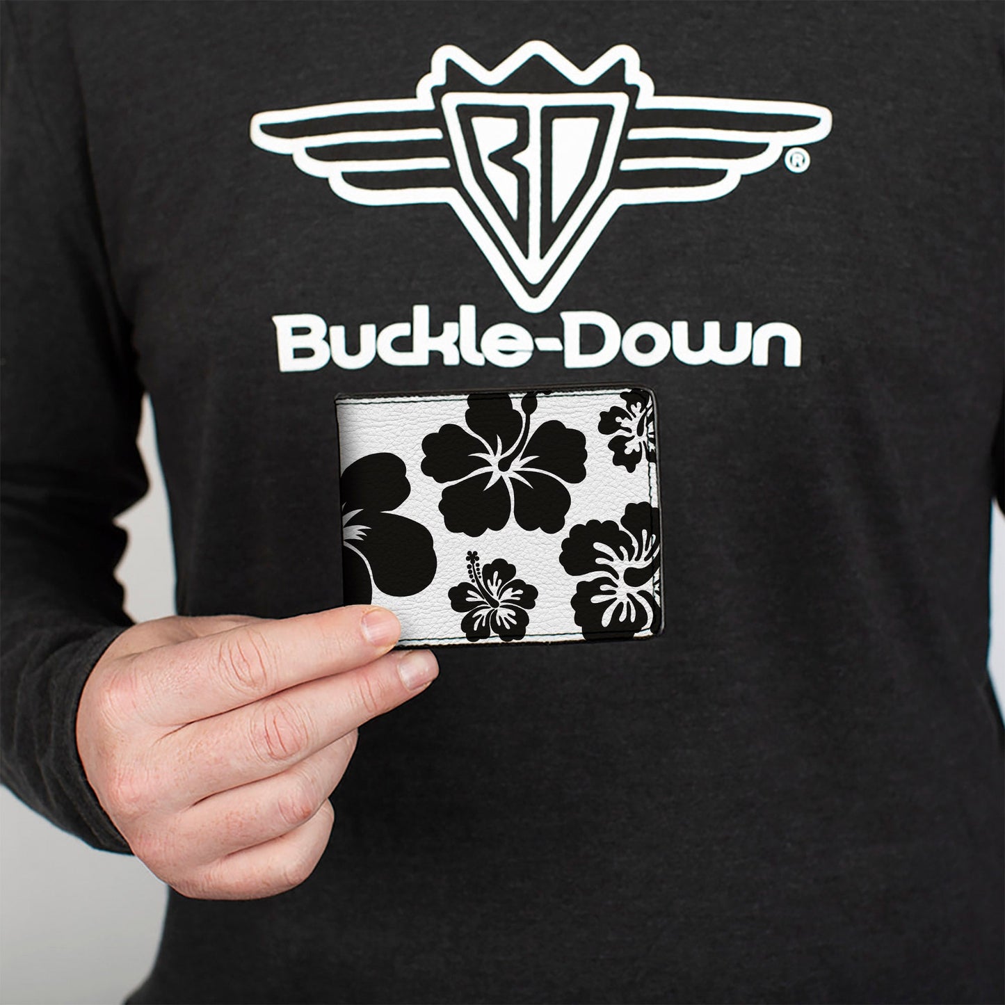 Bi-Fold Wallet - Hibiscus White Black