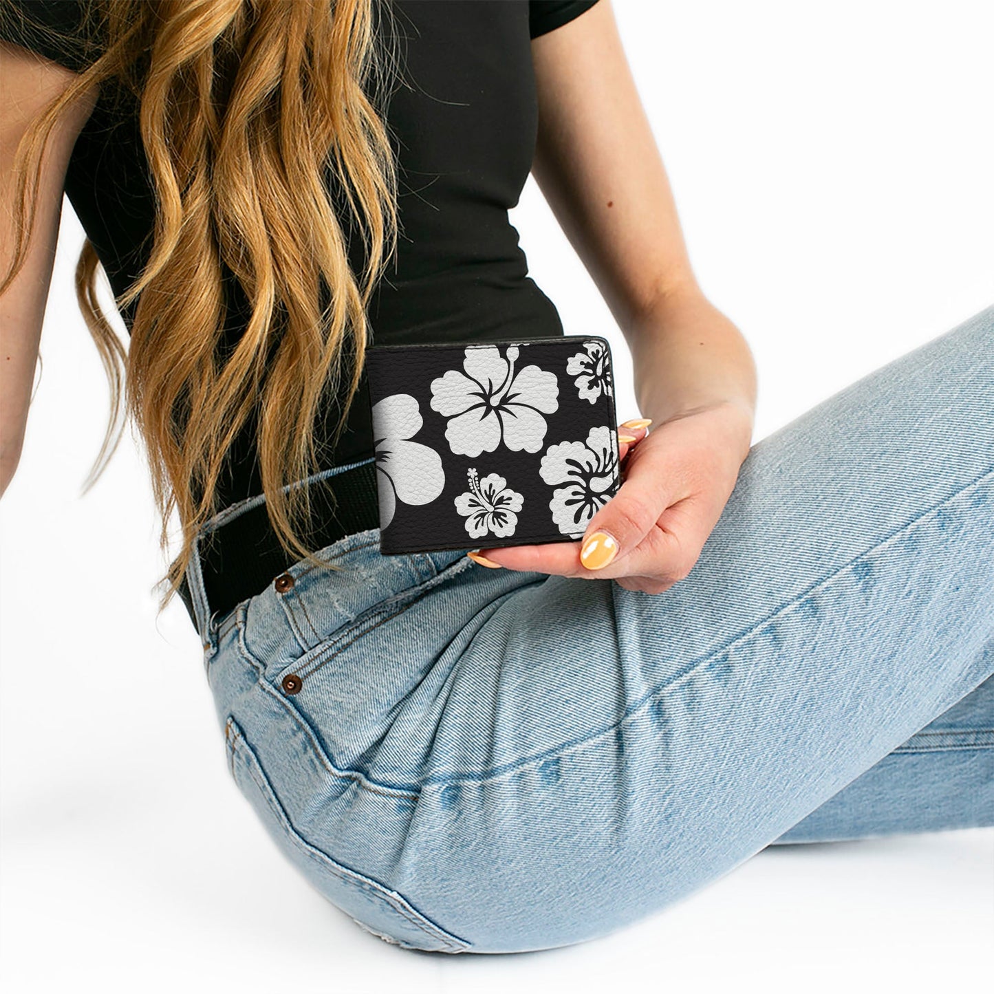 Bi-Fold Wallet - Hibiscus Black White