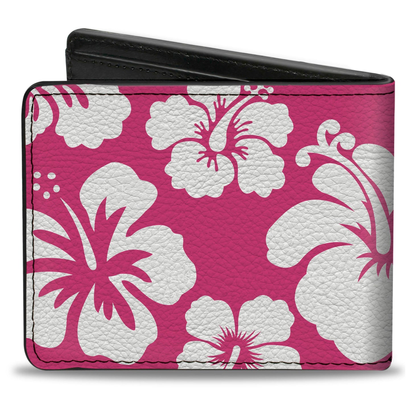 Bi-Fold Wallet - Hibiscus Neon Pink White