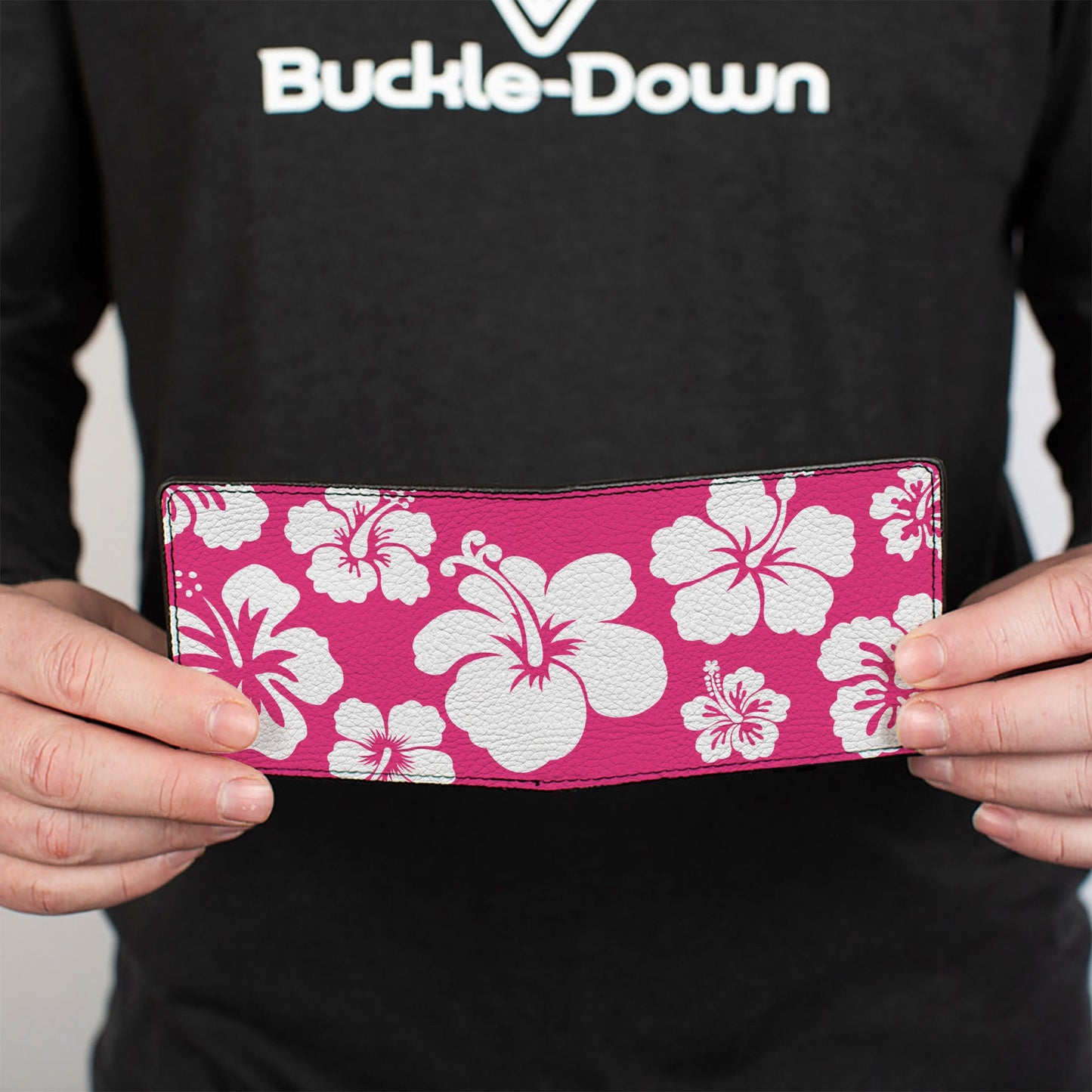 Bi-Fold Wallet - Hibiscus Neon Pink White