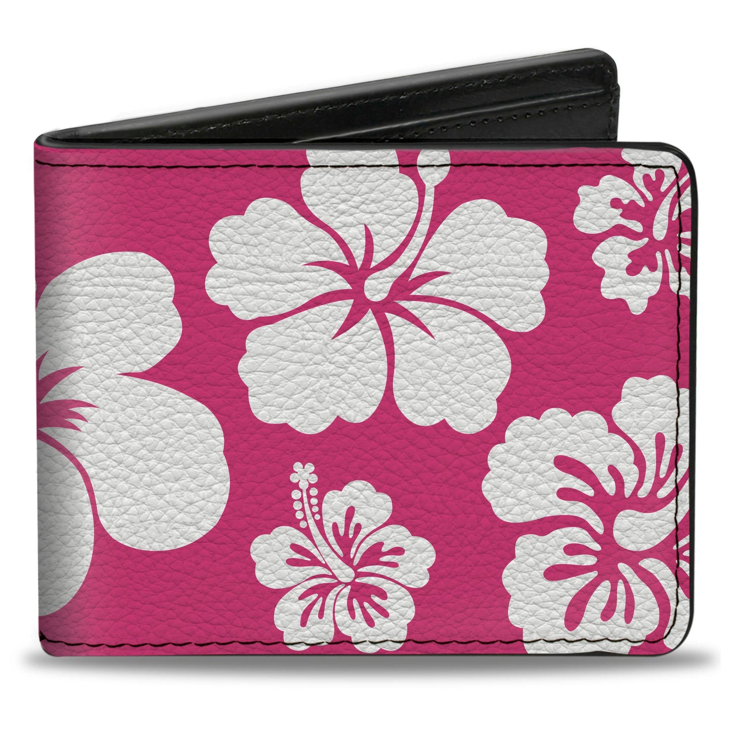 Bi-Fold Wallet - Hibiscus Neon Pink White