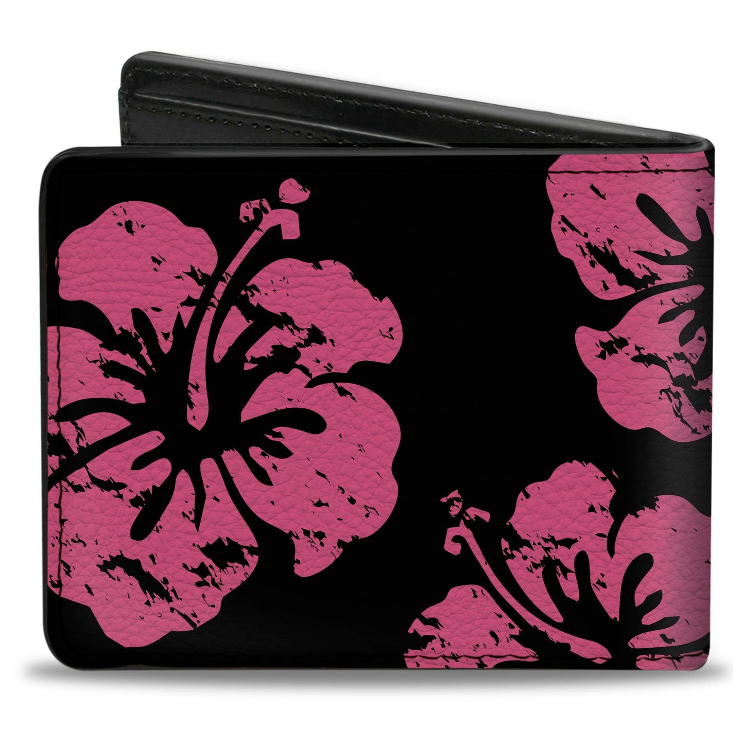 Bi-Fold Wallet - Hibiscus Weathered Black Pink