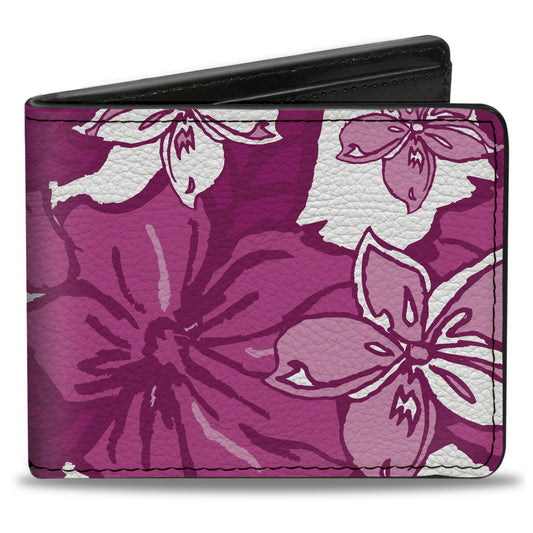 Bi-Fold Wallet - Hibiscus Collage White Pinks