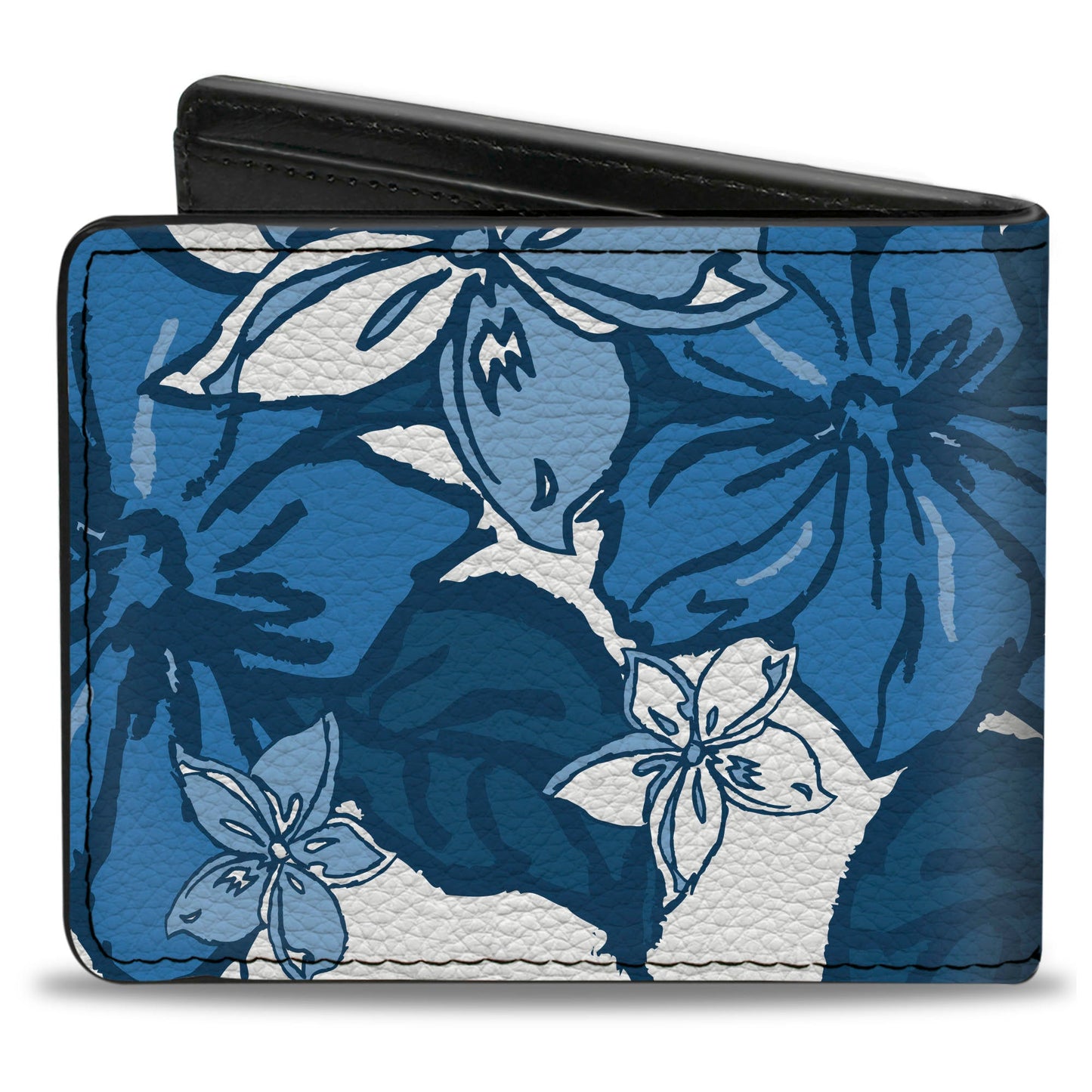 Bi-Fold Wallet - Hibiscus Collage White Blues
