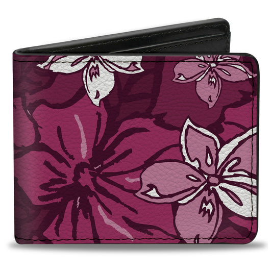 Bi-Fold Wallet - Hibiscus Collage Pink Shades