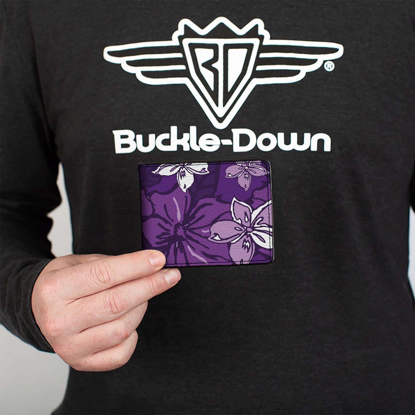 Bi-Fold Wallet - Hibiscus Collage Purple Shades