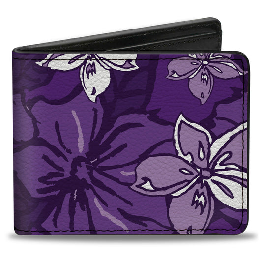 Bi-Fold Wallet - Hibiscus Collage Purple Shades