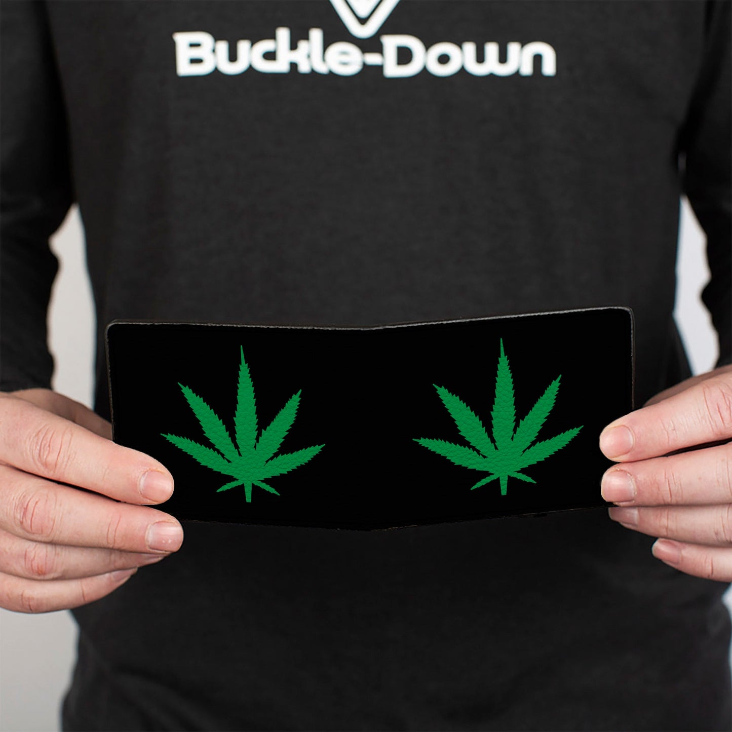 Bi-Fold Wallet - Marijuana Leaf Repeat Black Green