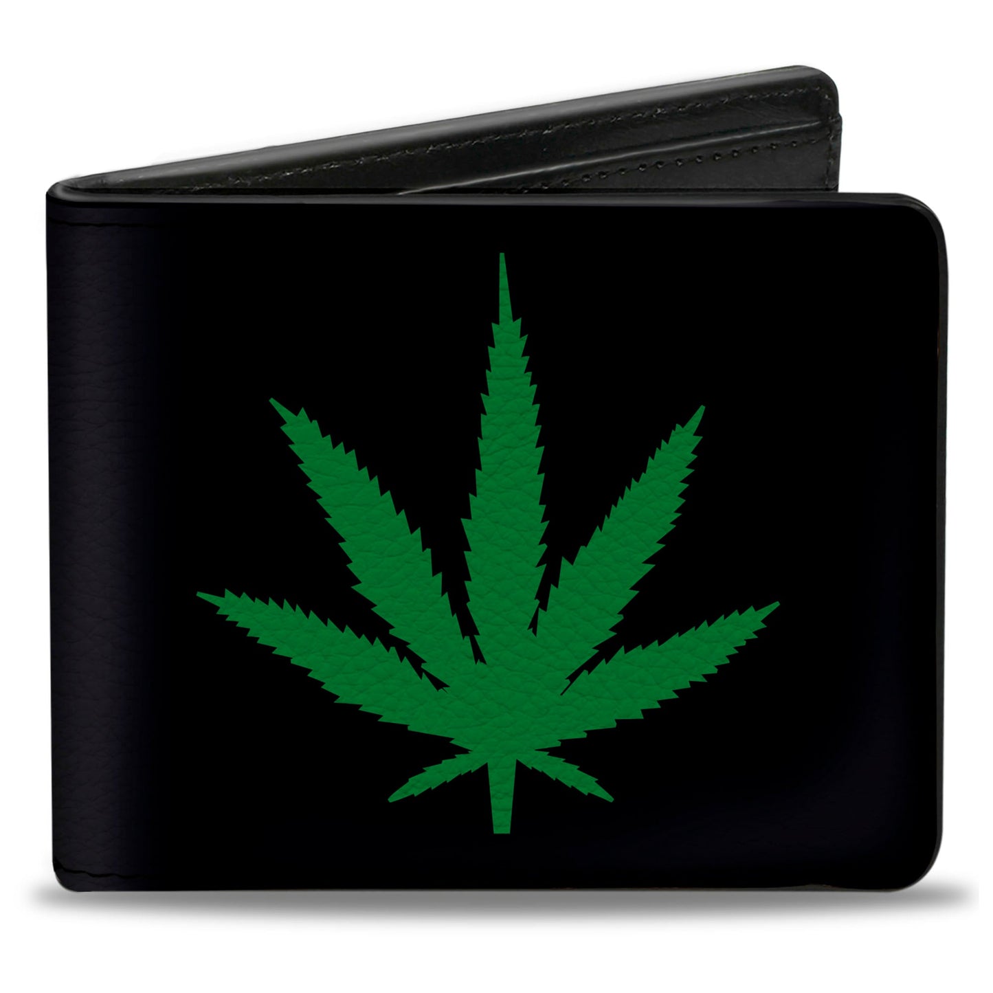 Bi-Fold Wallet - Marijuana Leaf Repeat Black Green