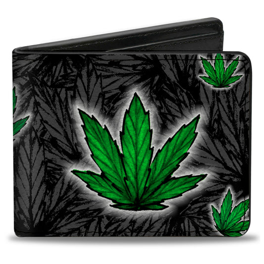 Bi-Fold Wallet - Marijuana Haze Black