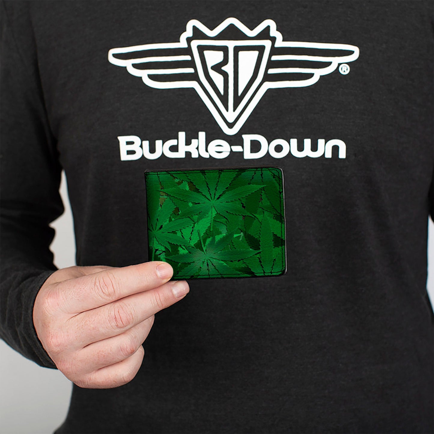 Bi-Fold Wallet - Marijuana Leaves Stacked