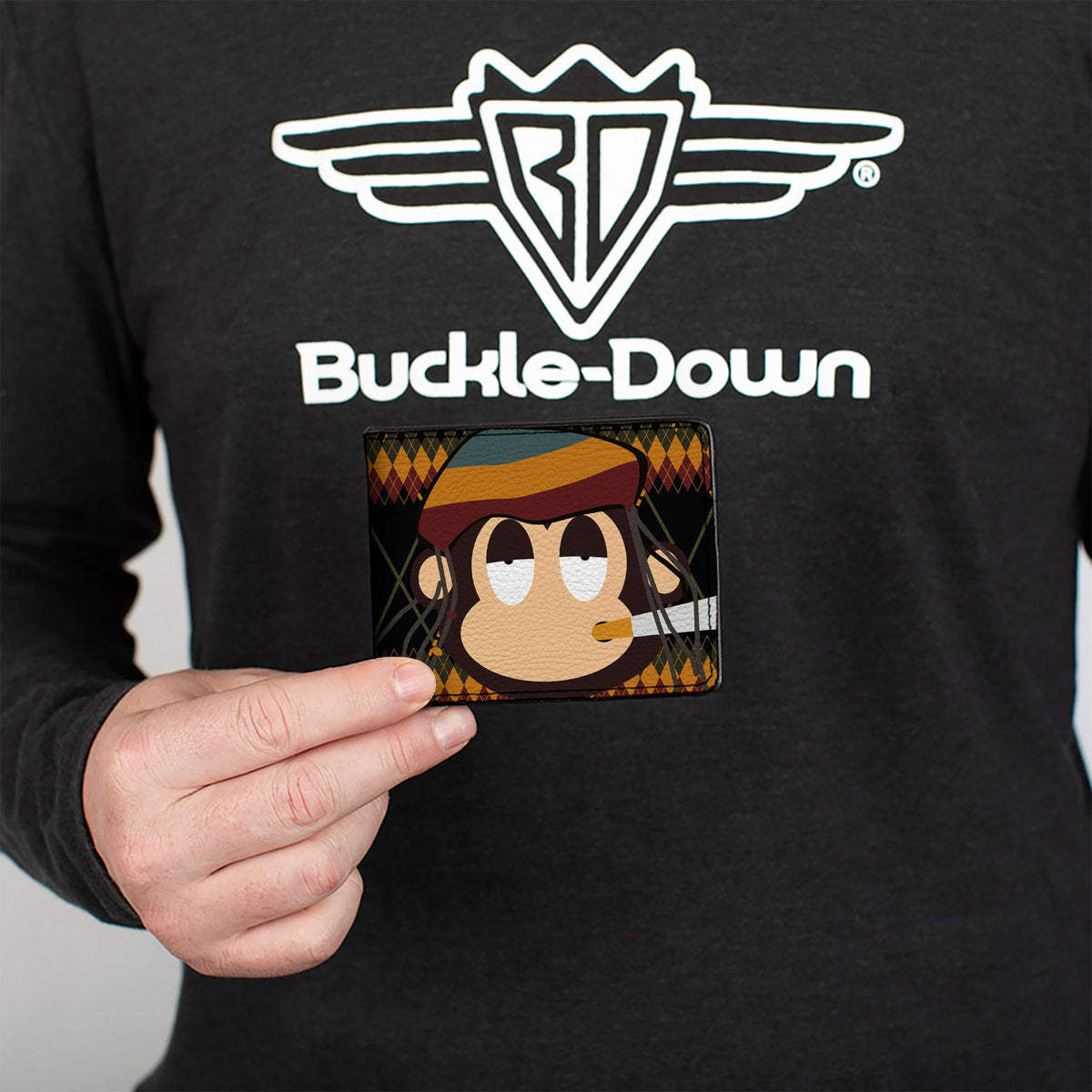 Bi-Fold Wallet - Multi Smoking Monkey Argyle Brown