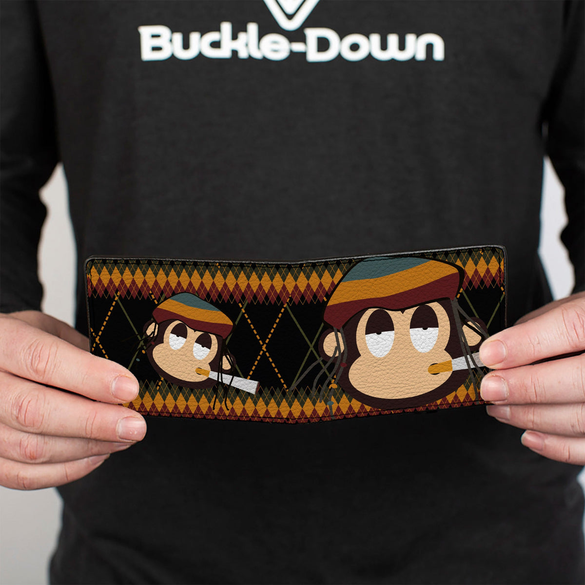 Bi-Fold Wallet - Multi Smoking Monkey Argyle Brown