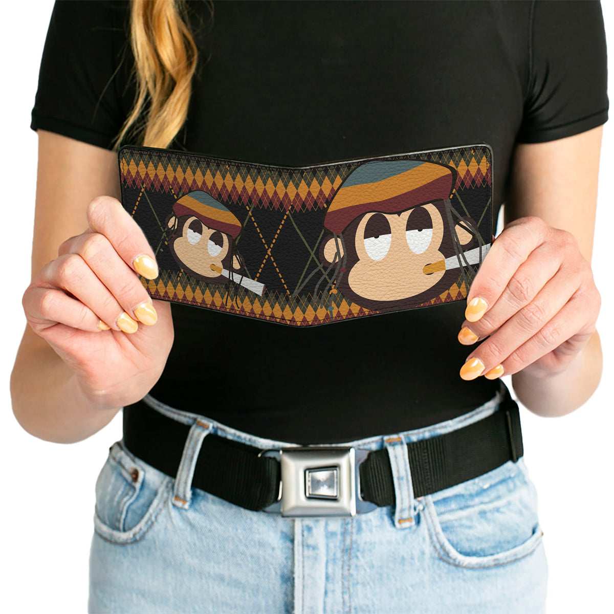 Bi-Fold Wallet - Multi Smoking Monkey Argyle Brown
