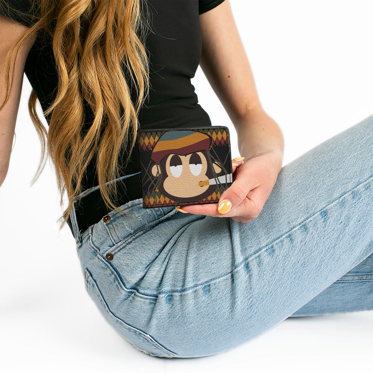 Bi-Fold Wallet - Multi Smoking Monkey Argyle Brown