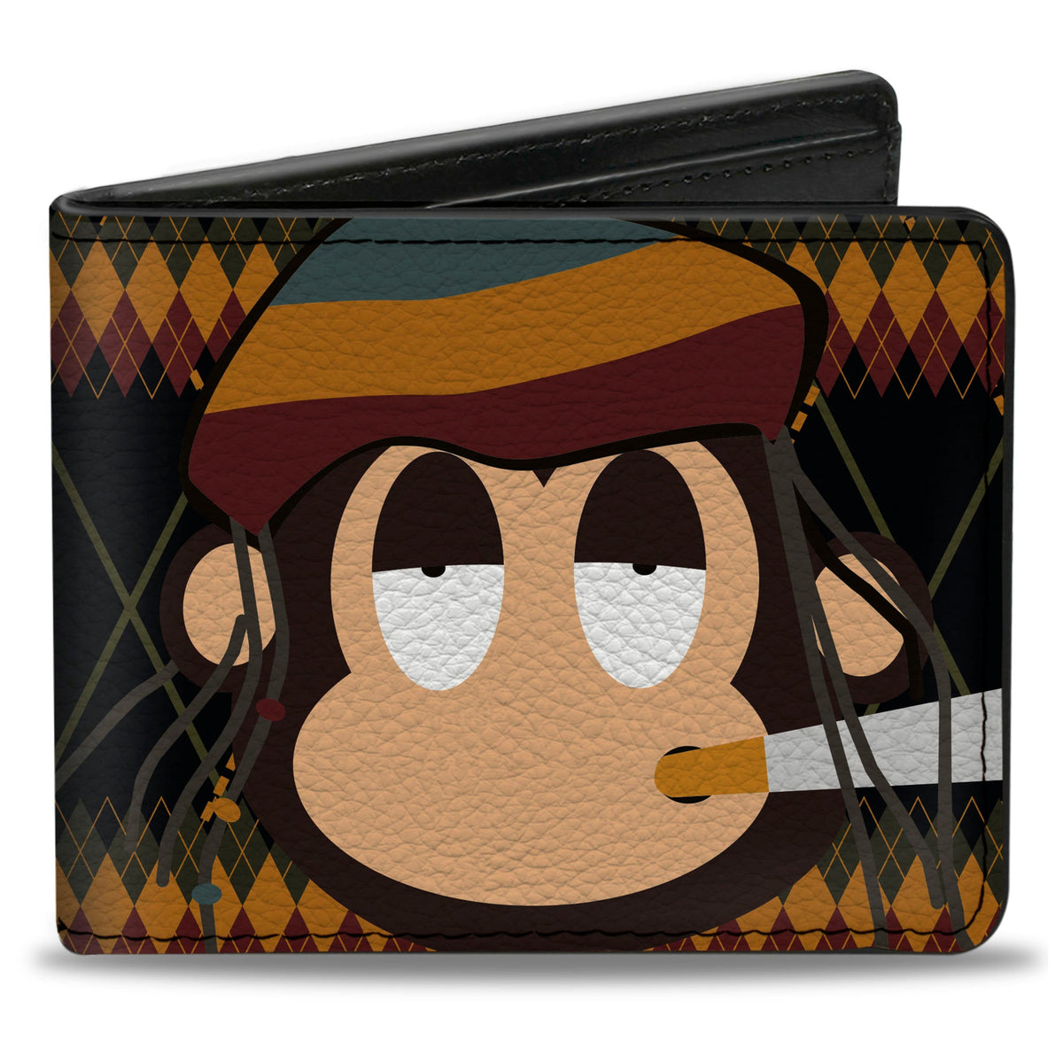 Bi-Fold Wallet - Multi Smoking Monkey Argyle Brown