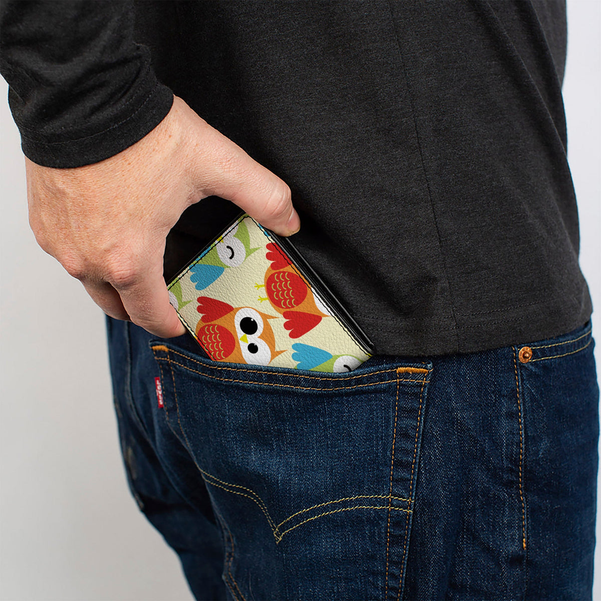 Bi-Fold Wallet - Owl Eyes Yellow Reds Blues