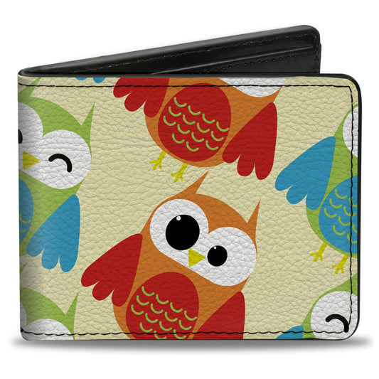 Bi-Fold Wallet - Owl Eyes Yellow Reds Blues