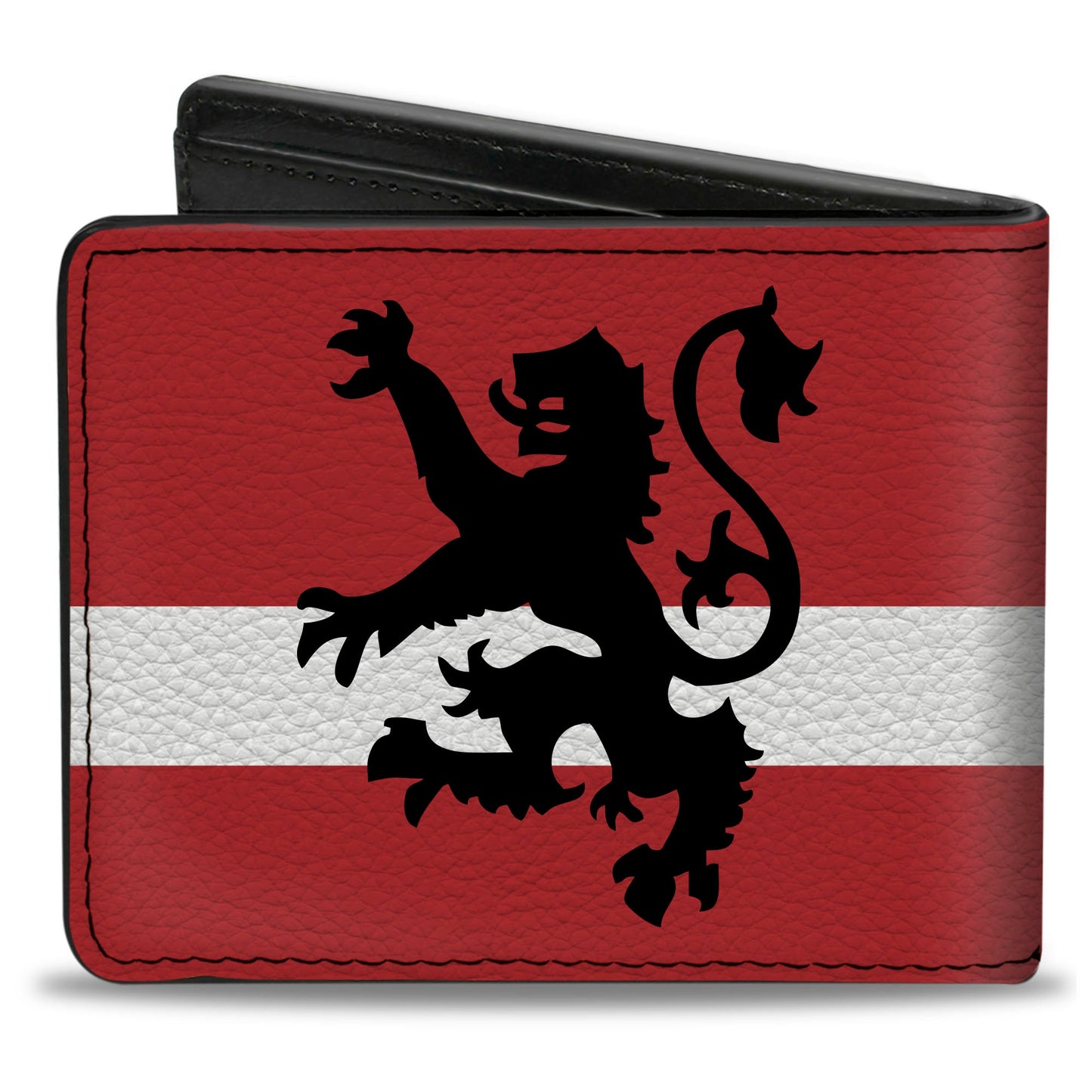 Bi-Fold Wallet - Rampant Lion Repeat Stripes Red White Black