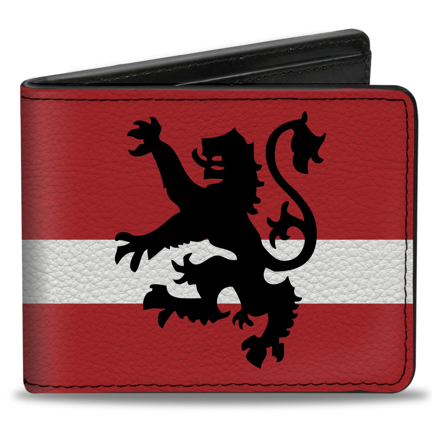 Bi-Fold Wallet - Rampant Lion Repeat Stripes Red White Black