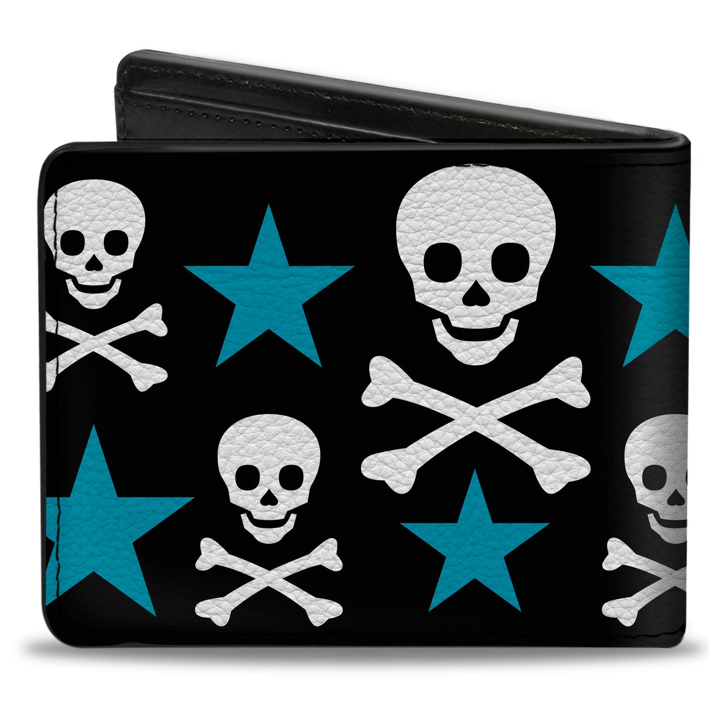 Bi-Fold Wallet - Skulls & Stars Black White Blue