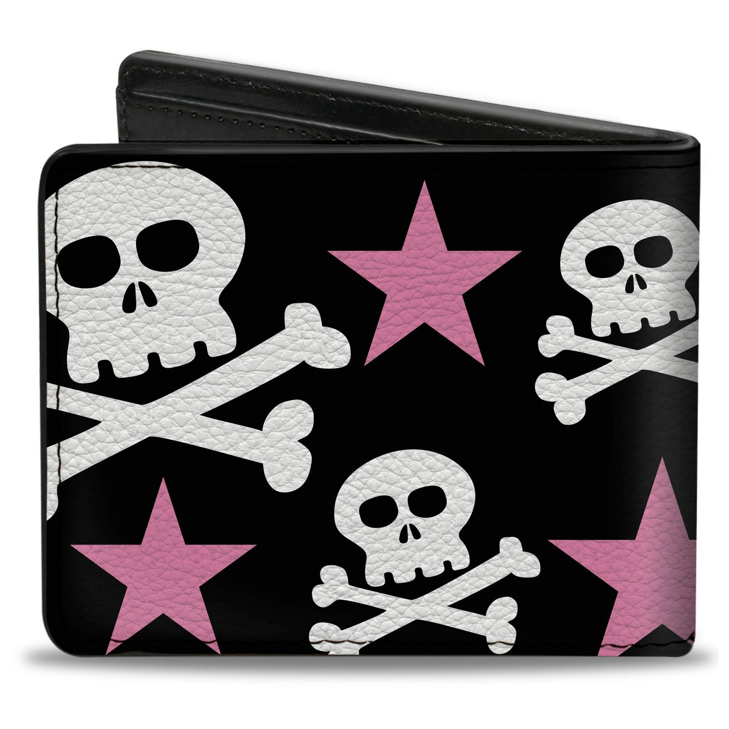 Bi-Fold Wallet - Skulls & Stars Black White Pink
