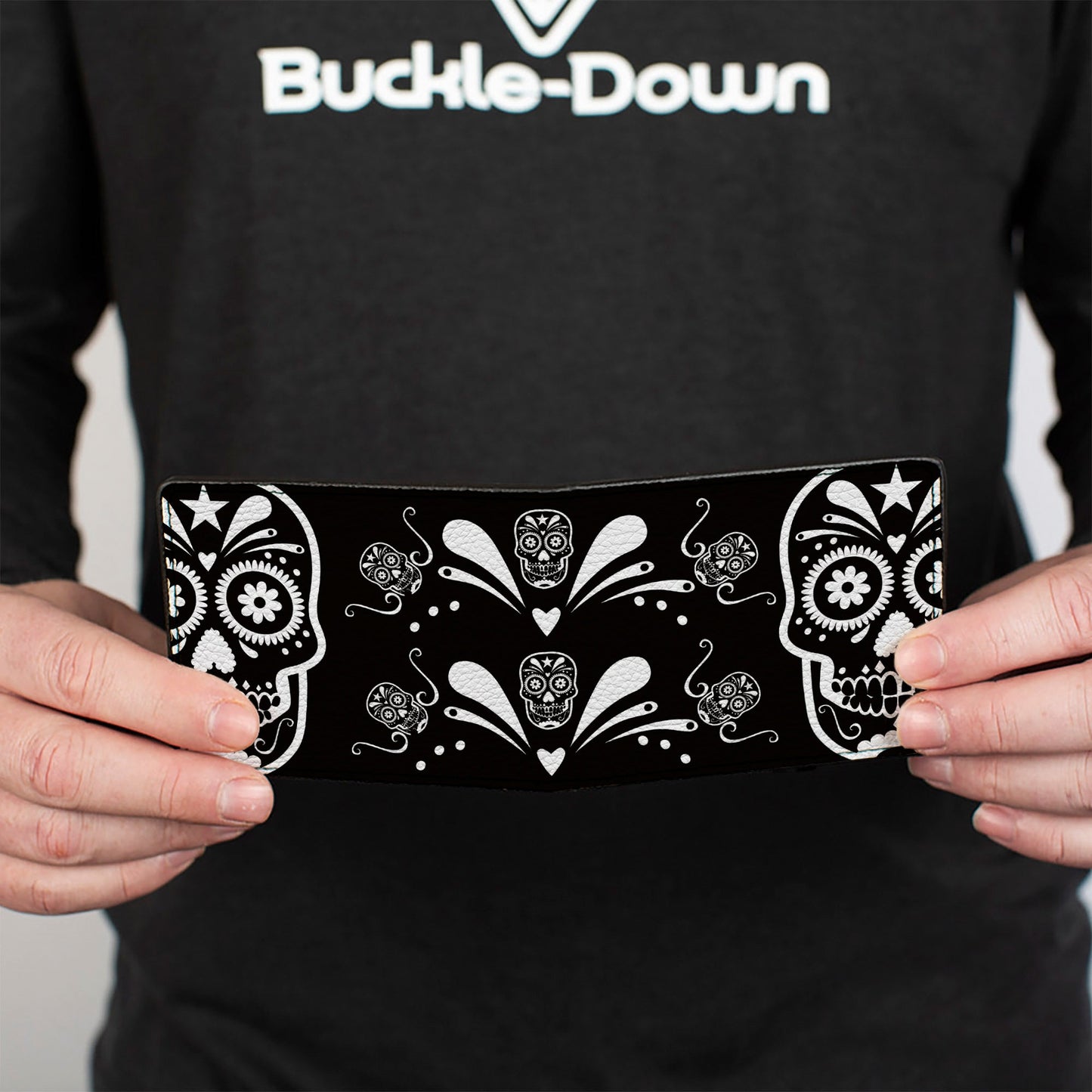 Bi-Fold Wallet - Sugar Skulls Black White