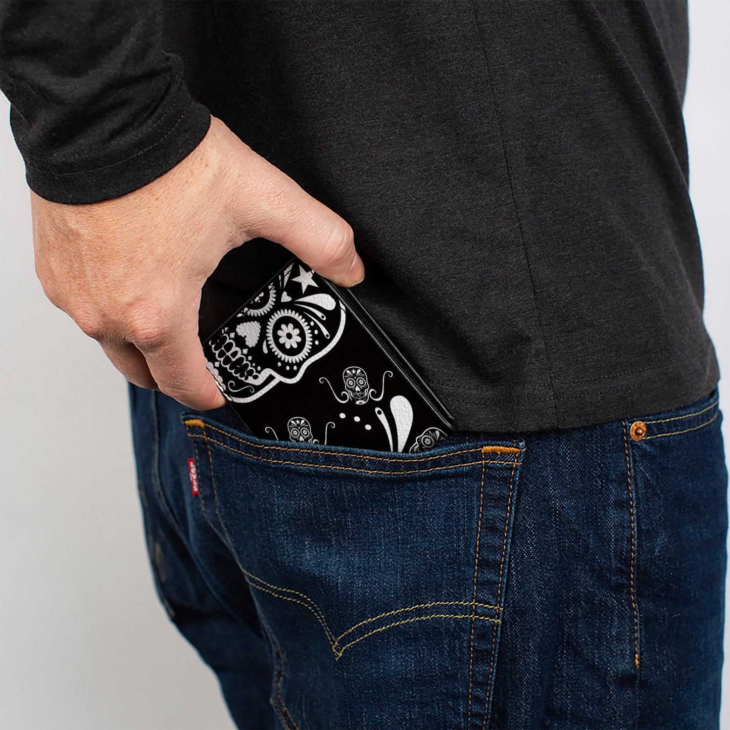 Bi-Fold Wallet - Sugar Skulls Black White
