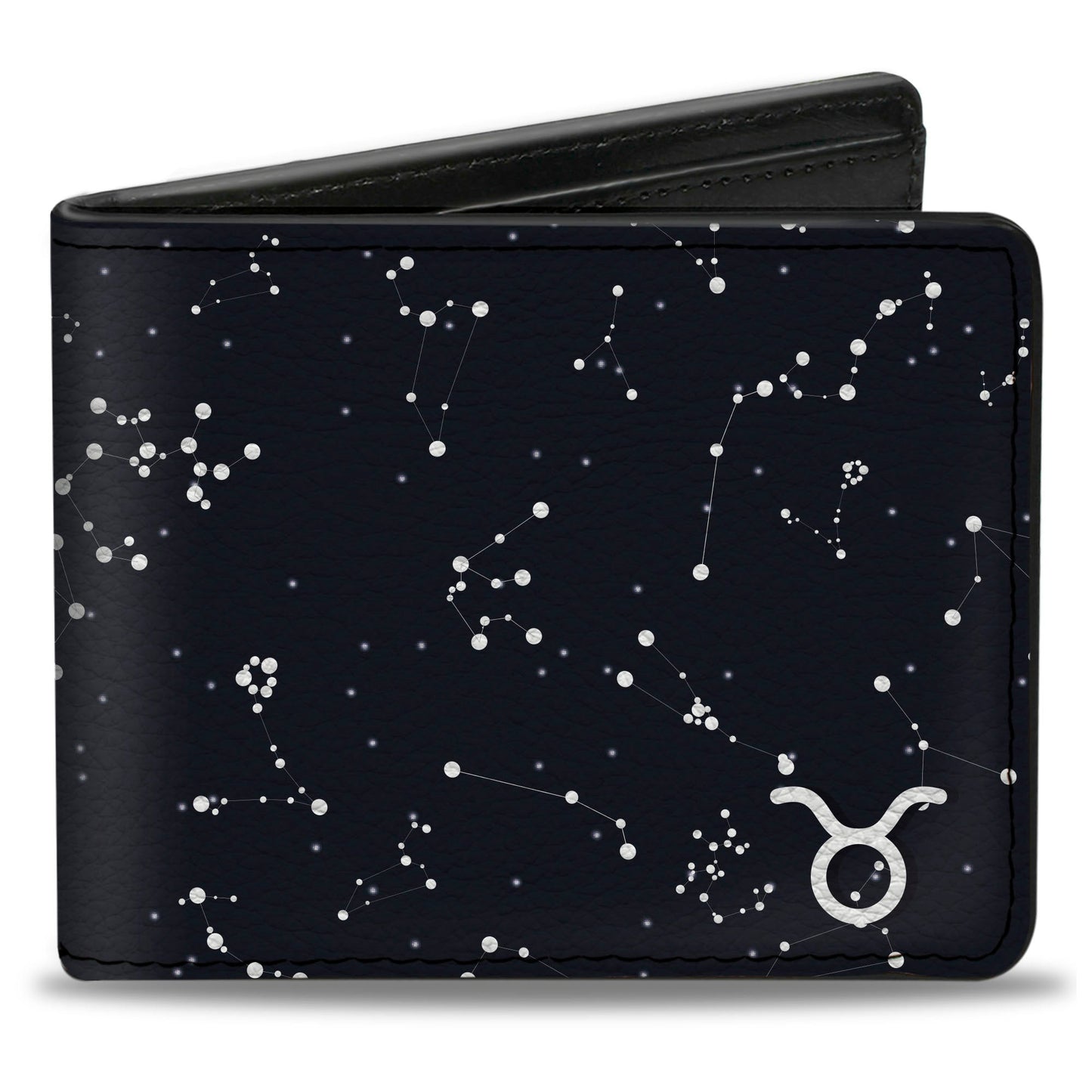 Bi-Fold Wallet - Zodiac Taurus Symbol Constellations Black White
