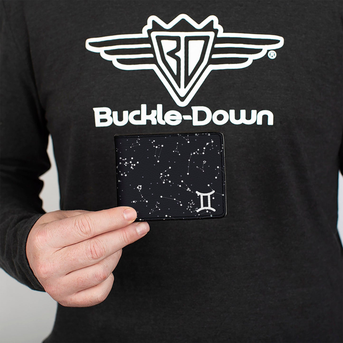 Bi-Fold Wallet - Zodiac Gemini Symbol Constellations Black White