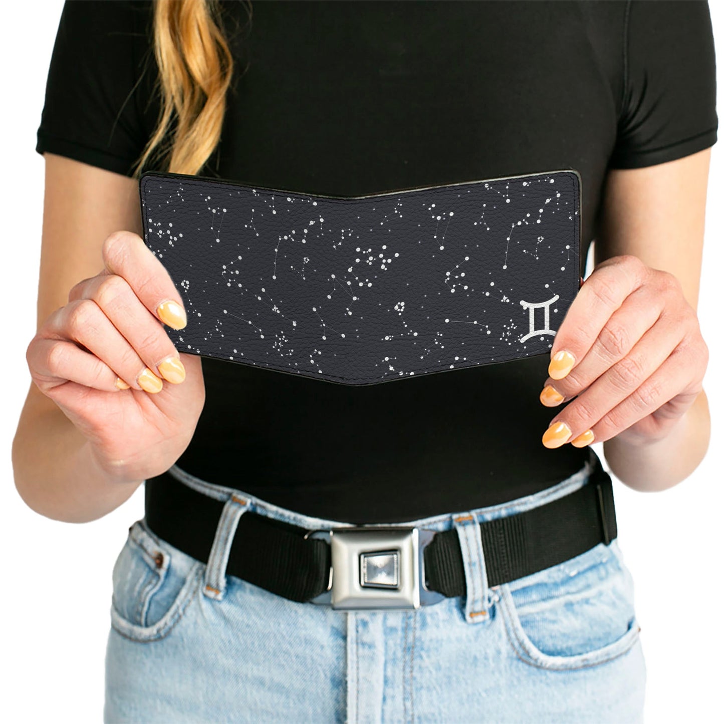 Bi-Fold Wallet - Zodiac Gemini Symbol Constellations Black White