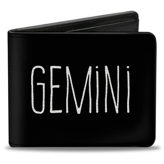 Bi-Fold Wallet - Zodiac GEMINI Symbol Black White
