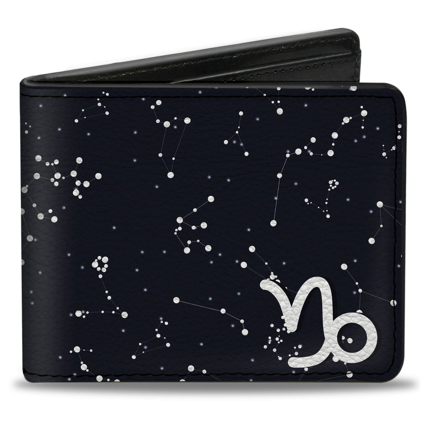 Bi-Fold Wallet - Zodiac Capricorn Symbol Constellations Black White