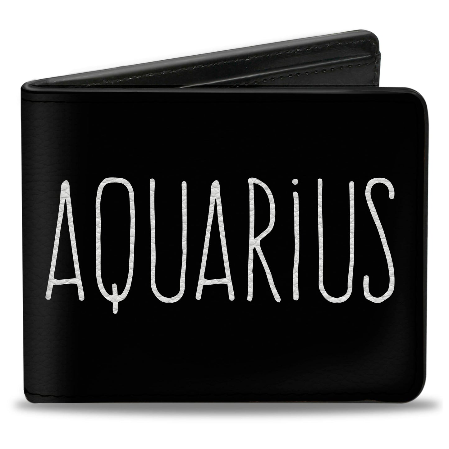 Bi-Fold Wallet - Zodiac AQUARIUS Symbol Black White