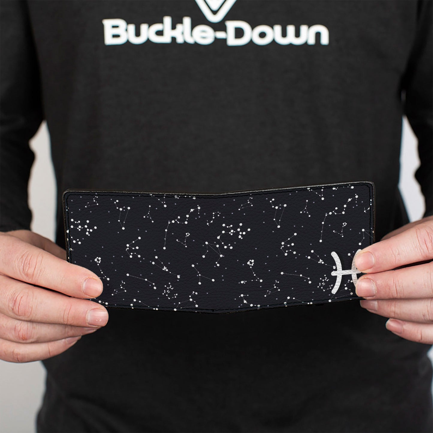 Bi-Fold Wallet - Zodiac Pisces Symbol Constellations Black White