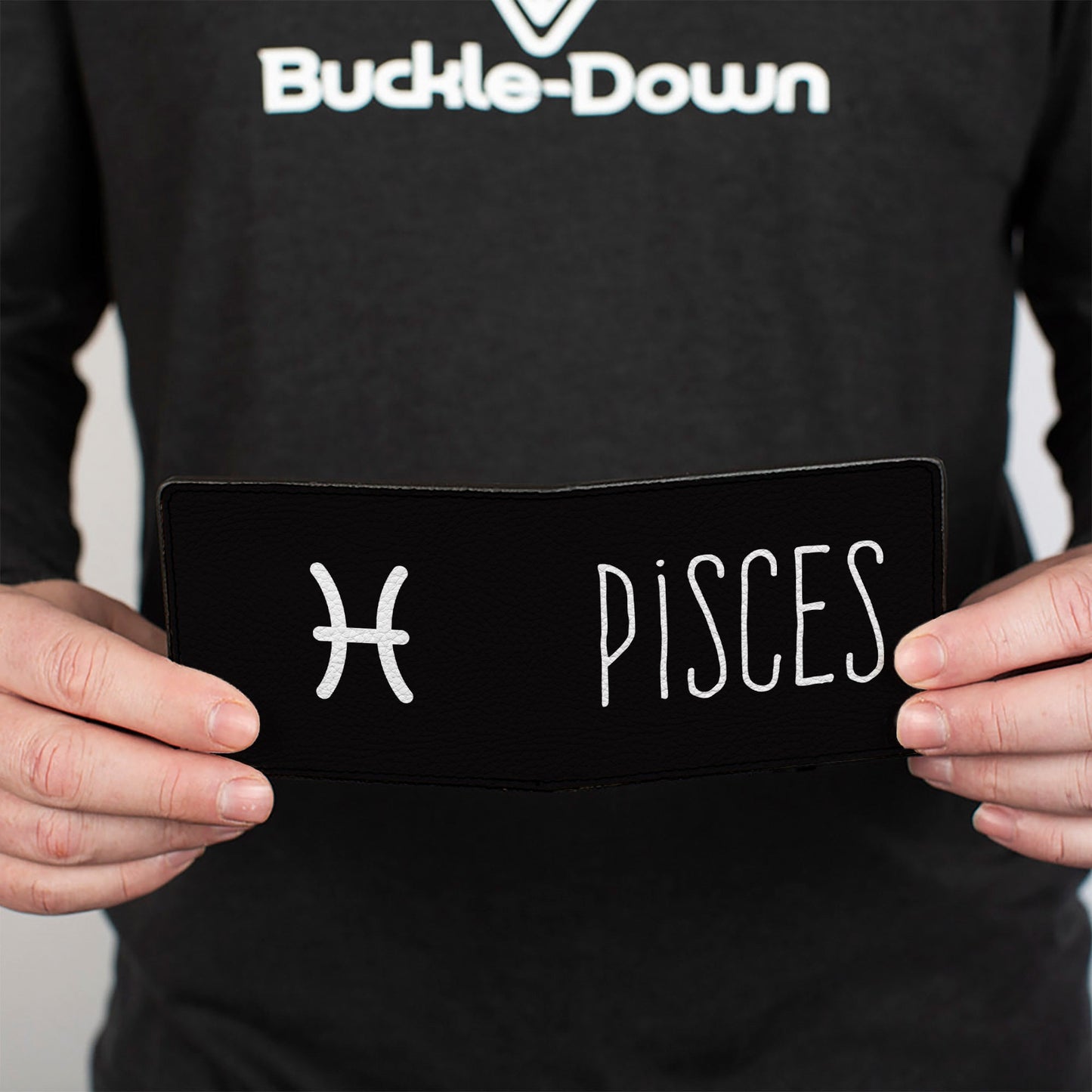 Bi-Fold Wallet - Zodiac PISCES Symbol Black White