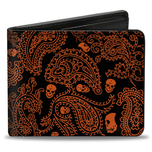 Bi-Fold Wallet - Bandana Skulls Black Orange
