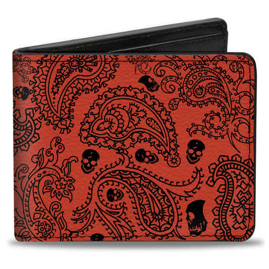Bi-Fold Wallet - Bandana Skulls Orange Black