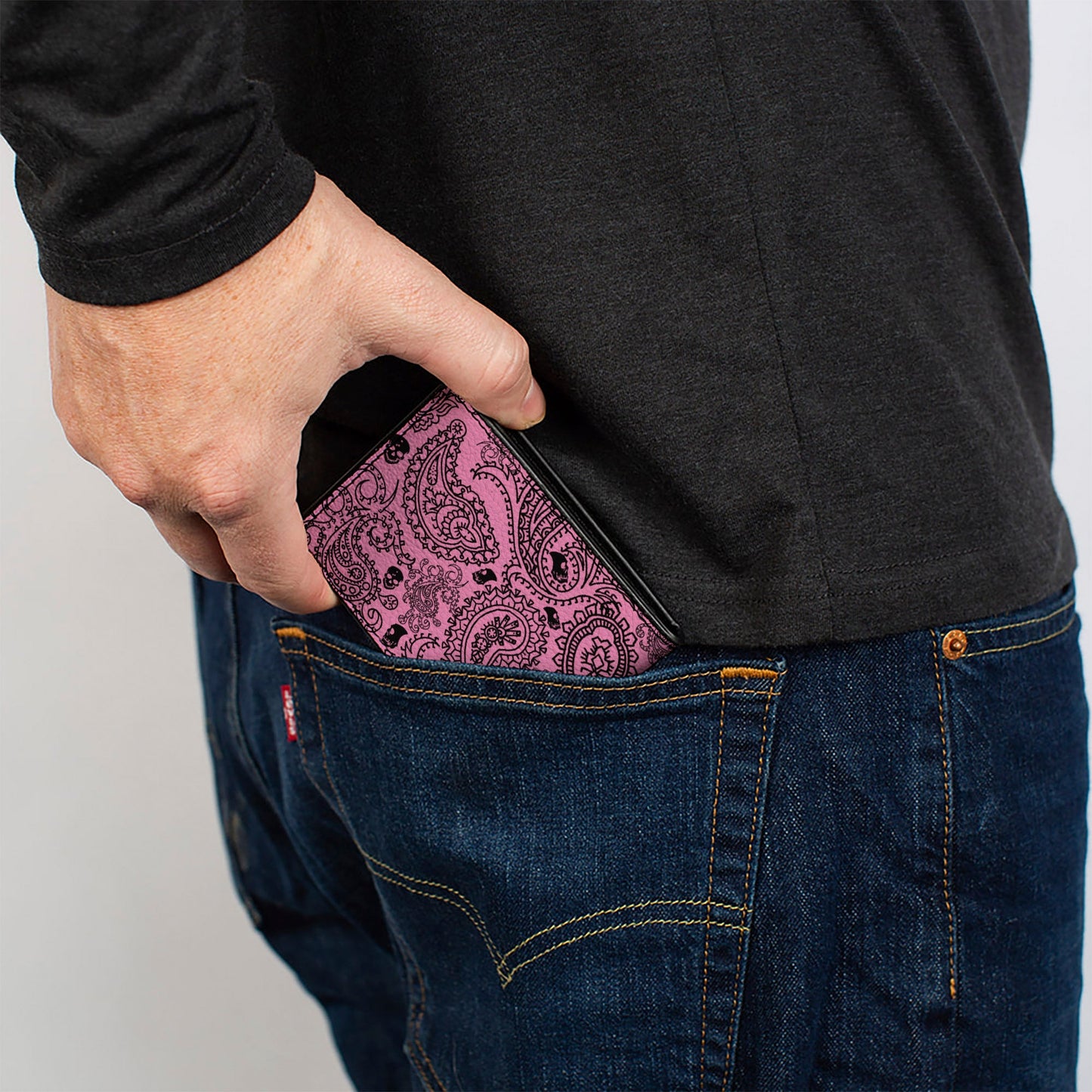 Bi-Fold Wallet - Bandana Skulls Pink Black