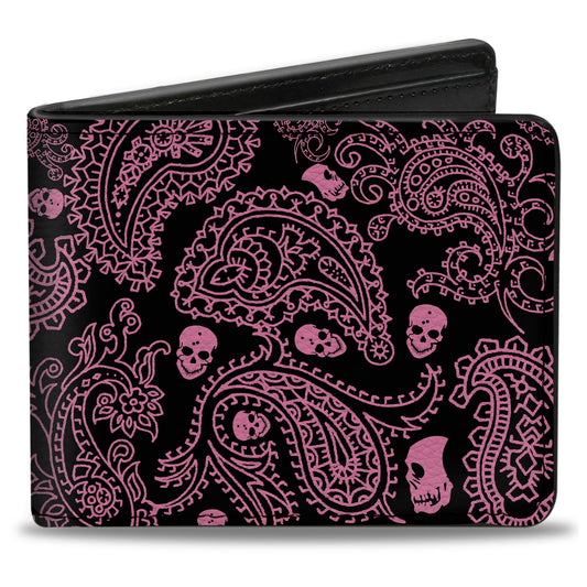 Bi-Fold Wallet - Bandana Skulls Black Pink